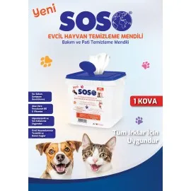 1 Adet X 250 Yaprak - Soso Kova Evcil Hayvan Kedi Köpek Pati Ve Vücut Temizleme Mendili