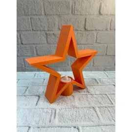 Dekoratif Yıldız Şeklinde Turuncu Mumluk Ev Aksesuarı
