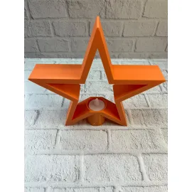 Dekoratif Yıldız Şeklinde Turuncu Mumluk Ev Aksesuarı