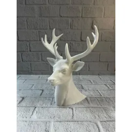 Beyaz Geyik Biblo 23 cm Dekoratif Modern Tasarım