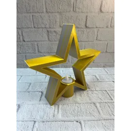 Sarı Yıldız Mumluk Modern Salon ve Raf Dekoru