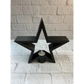 Siyah Yıldız Şeklinde Mumluk Loş Işık Dekor Aksesuarı