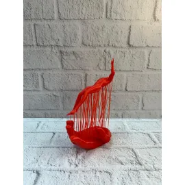 El Formlu İnsan Figürü Kırmızı Modern Dekoratif Biblo Soyut Tasarım 12x18 cm