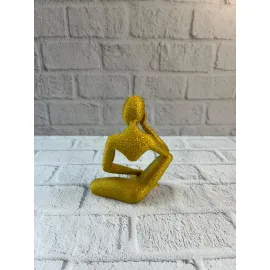 Dekoratif Sarı İnsan Figürü Modern Masa ve Raf Süsü