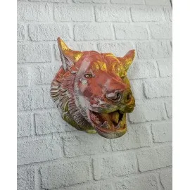 Dekoratif Altın Gold Kurt Duvar Heykeli Asılabilir Hediyelik 25X19 Cm