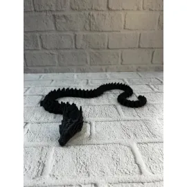 Siyah Hareketli Ejderha Figürü Esnek Gövdeli Dekoratif Tasarım 60 cm