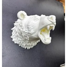 Beyaz Renk 3D Ayı Başı Duvar Dekoru