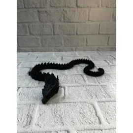 Siyah Hareketli Ejderha Figürü Esnek Gövdeli Dekoratif Tasarım 60 Cm