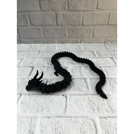 Siyah Hareketli Ejderha Figürü Esnek Gövdeli Dekoratif Tasarım 60 cm