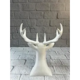 Beyaz Geyik Biblo 23 cm Dekoratif Modern Tasarım