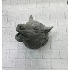 Gri Kurt Duvar Biblosu Güçlü Detaylı Dekoratif Tasarım 25X19 Cm