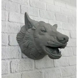 Gri Kurt Duvar Biblosu Güçlü Detaylı Dekoratif Tasarım 25X19 Cm