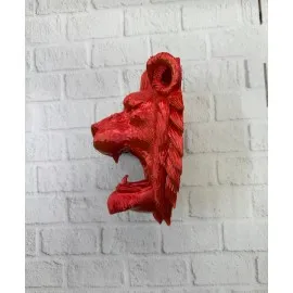 Özel Tasarım 3D Aslan Figürü Duvar Süsü Dekoratif Heykel 20X21 Cm