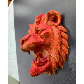 Özel Tasarım 3D Aslan Figürü Duvar Süsü Dekoratif Heykel 20X21 Cm