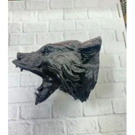 Ayı Tasarım Siyah 3D Duvar Heykeli