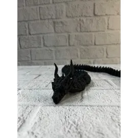 Siyah Hareketli Ejderha Figürü Esnek Gövdeli Dekoratif Tasarım 60 Cm