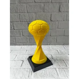 Futbol Toplu Sarı Kupa 21Cm Masaüstü Dekor Ödül Figürü