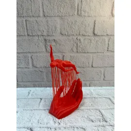 El Formlu İnsan Figürü Kırmızı Modern Dekoratif Biblo Soyut Tasarım 12x18 cm