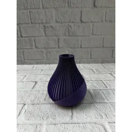 Mor Çizgili Dekoratif Vazo 11 cm Modern Tasarım Aksesuar