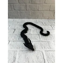 Siyah Hareketli Ejderha Figürü Esnek Gövdeli Dekoratif Tasarım 60 Cm