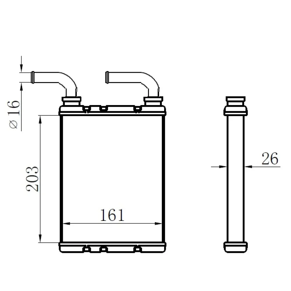 Kalorifer Radyatörü Brazing Fluence Düz Çikiş Borulu 203X166X29 A/m