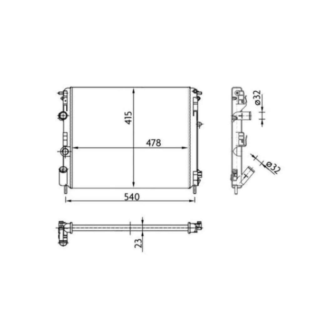 Radyatör Clio Ii-Kng-Logan1.5 Dci-1.6 16V-1.9 Dti-K4M(Ac+Klimasiz+Mek)(480X414X28)