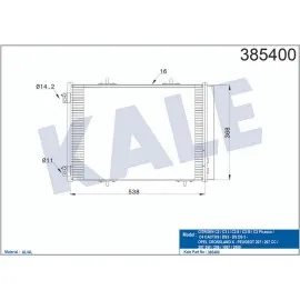 KLİMA KONDENSERİ 207 06 C3 09 DS3 10 1.6HDI-1.6 16V AL/AL 538x368x16