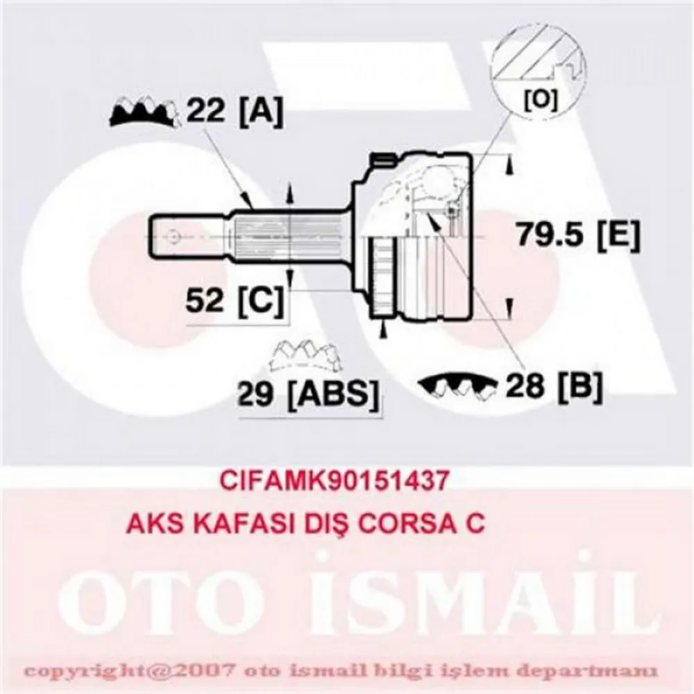 AKS KAFASI DIŞ CORSA C 1.3CDTI 16V-1.7DI 16V-1.7DTI 16V 00 MERIVA-TIGRA-COMBO 15-1437