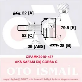 AKS KAFASI DIŞ CORSA C 1.3CDTI 16V-1.7DI 16V-1.7DTI 16V 00 MERIVA-TIGRA-COMBO 15-1437