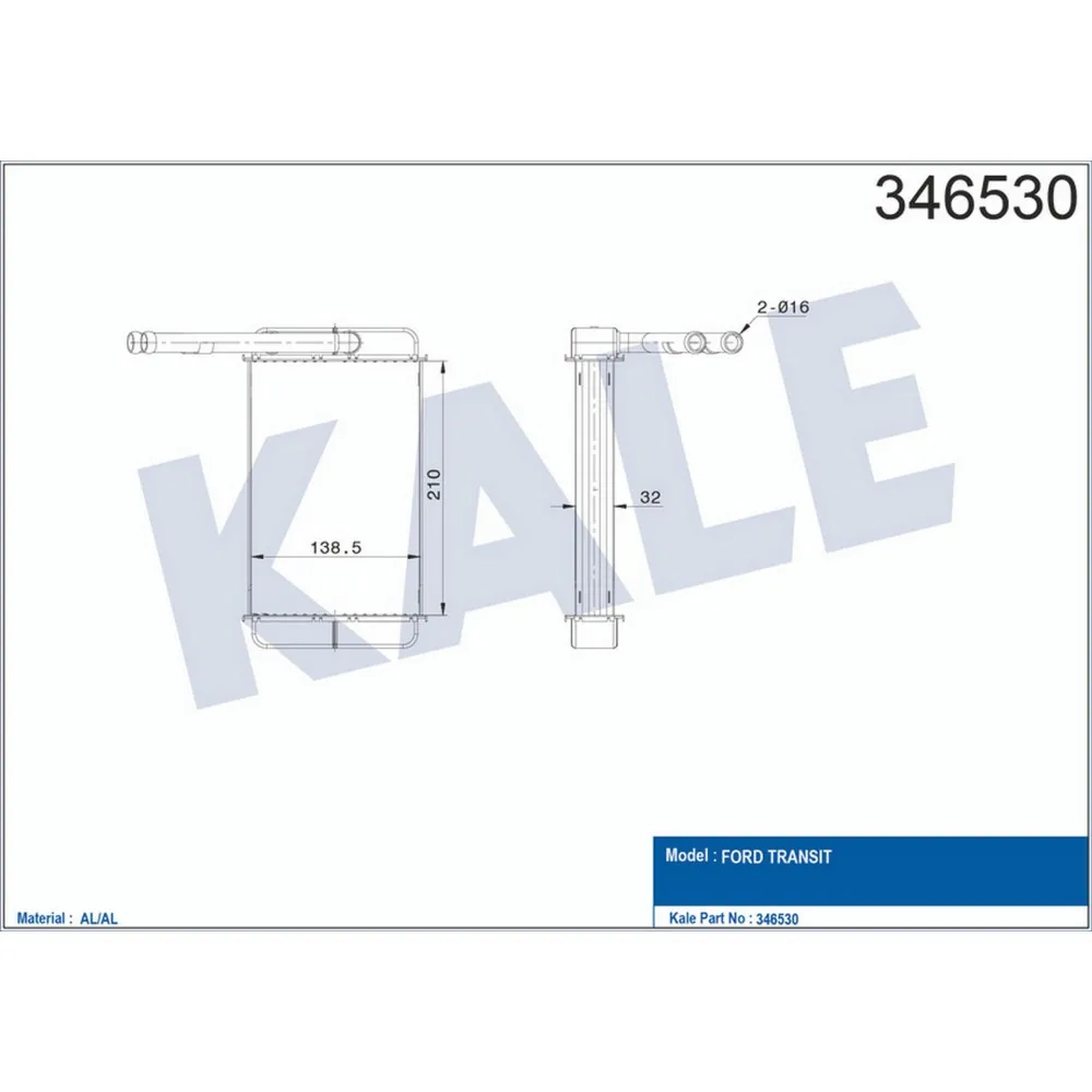 KALORİFER RADYATÖRÜ FORD TRANSİT 1.6-2.0-2.5D 85-92 227x148x36