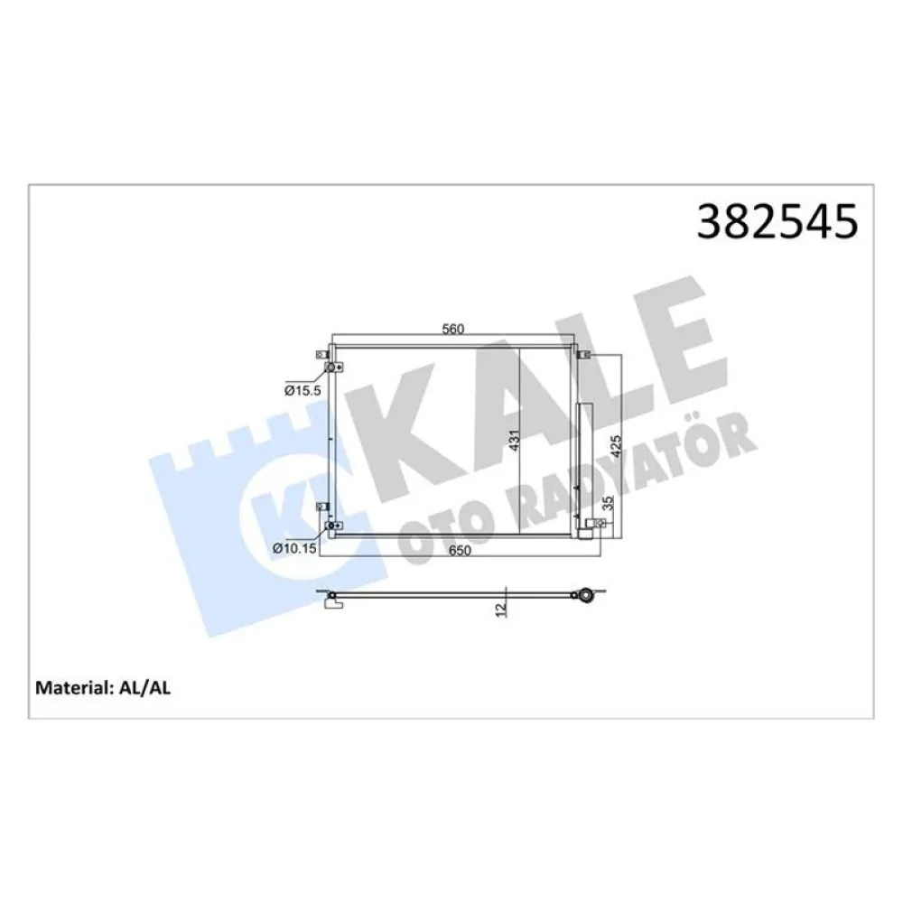 Kondenser Honda Civic X Fc 1.6İ 16 Kurutucu İle Brazing Al-Al 560X431X12 Klima Radyatörü