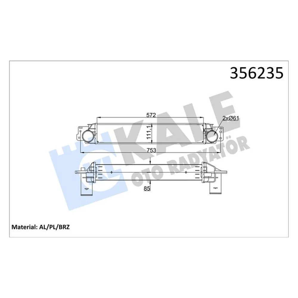 INTERCOOLER OPEL ANTARA 2.0CDTI 06 11-CHEVROLET CAPTIVA 2.0D 06 85MM AL/BRZ 572X97X85