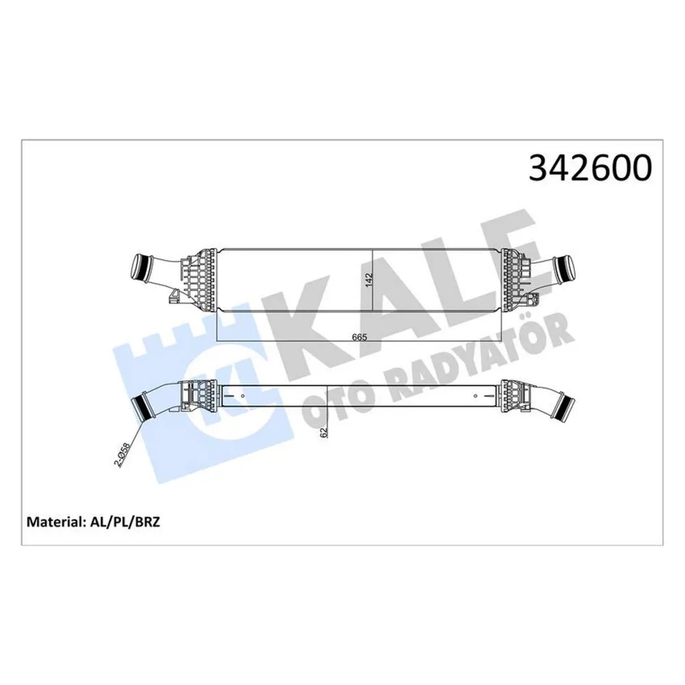 TURBO RADYATÖRÜ INTERCOOLER AUDI A4-A5-A6-Q5 2.0TFSI-1.8TFSI-2.0TDI 08 665X134.4X58 AL-PL-BRZ