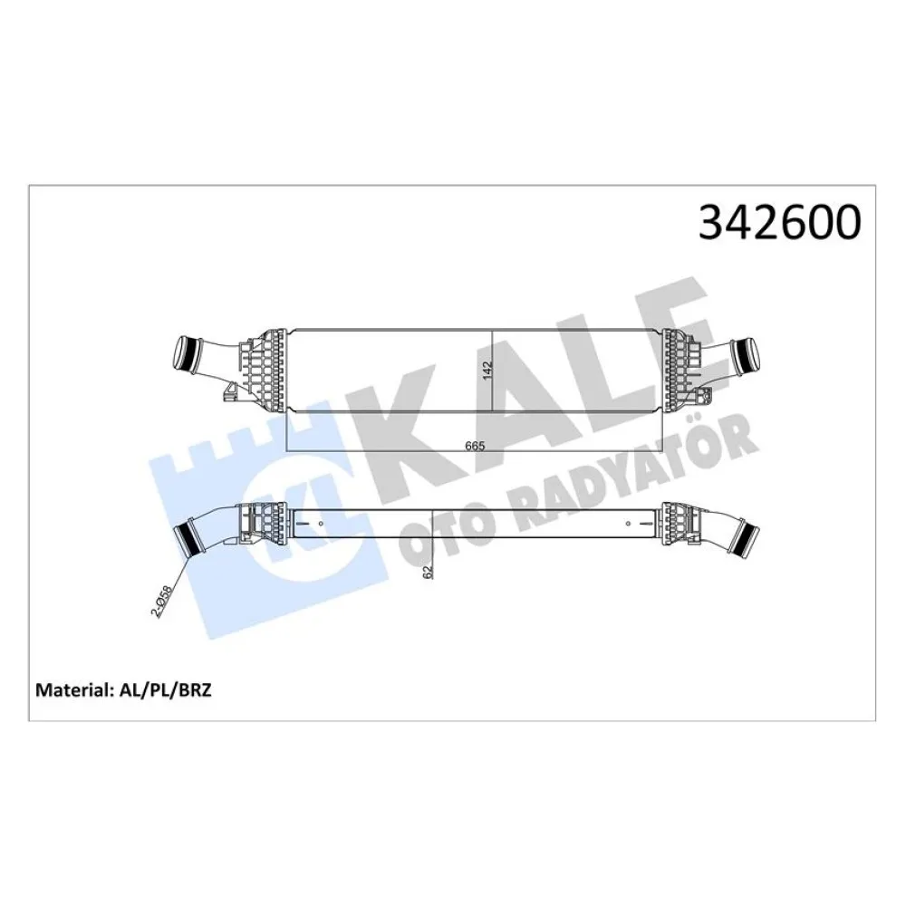 Turbo Radyatörü Intercooler Audi A4-A5-A6-Q5 2.0Tfsi-1.8Tfsi-2.0Tdi 08 665X134.4X58 Al-Pl-Brz