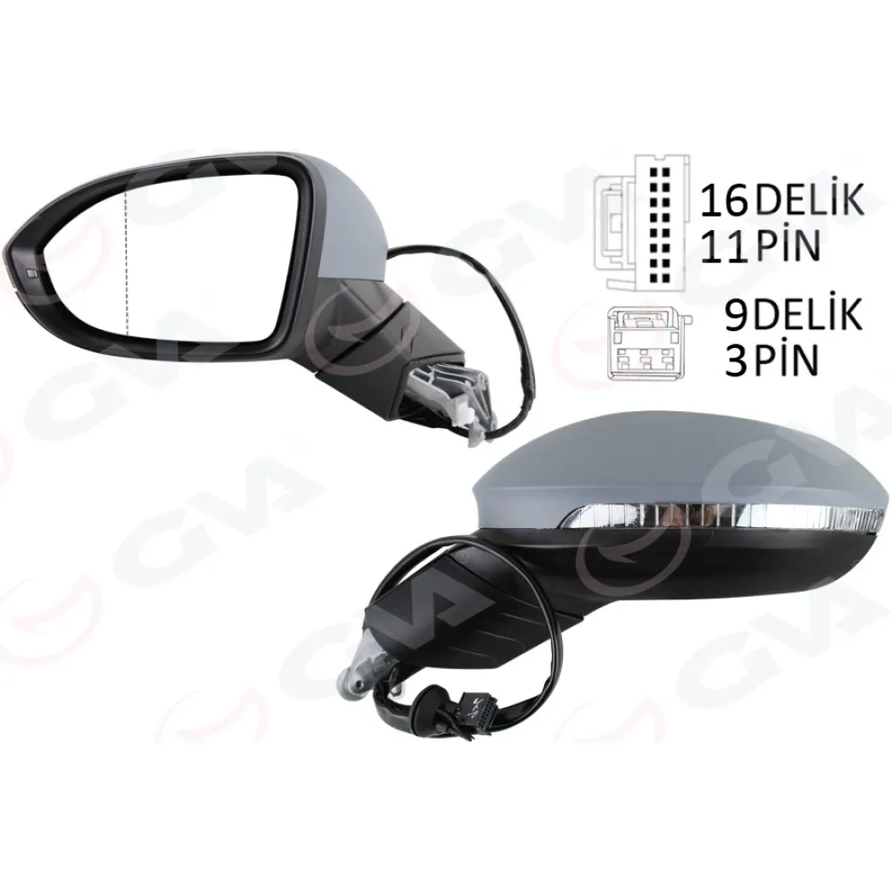 Diş Dikiz Aynasi Sol Elektrikli Isitmali Sinyalli Astarli Hafizali Kör Noktali Asferik Vw Golf 20