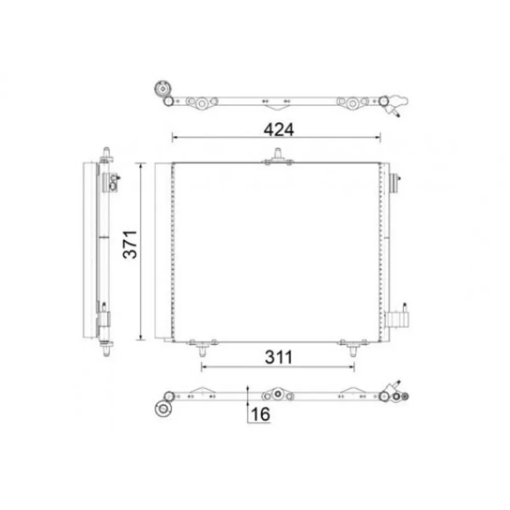 Kondenser 207-208-1007-2008 05 -C2-C3-C3 Ii 03 Ds 3 14 1.4 1.6Hdi Kurutucu İle Al/al 420X371X16