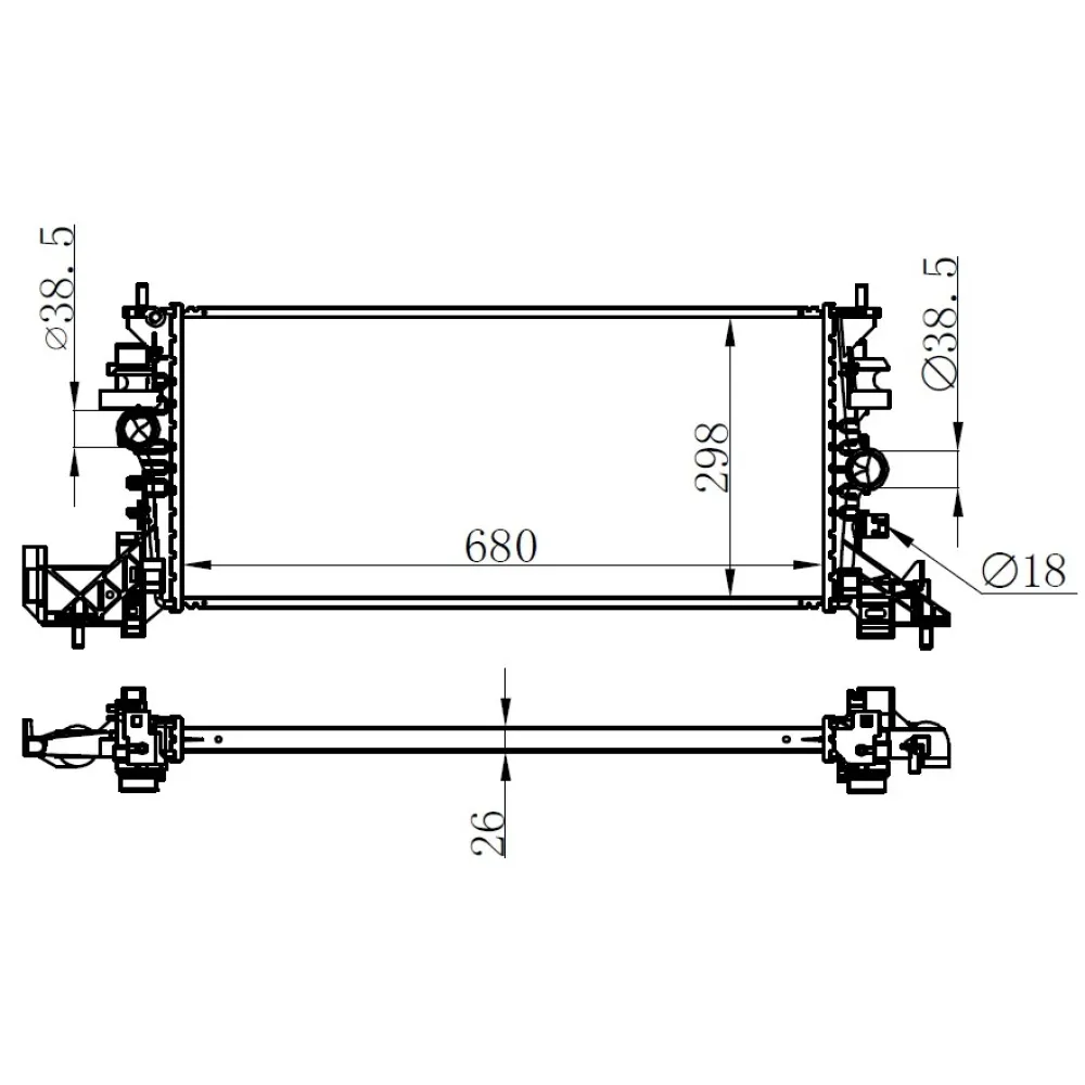 Radyatör Al/brz Opel Astra K B16 1.0 1.2 1.4 1.6 Turbo 1.5Crdi 1.6Cdti 15 Mt