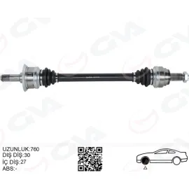 KOMPLE AKS ARKA SOL BMW N20 F10 F12 F13 F06 760MM DİŞ 30 DİFERANSİYEL DİŞ 27