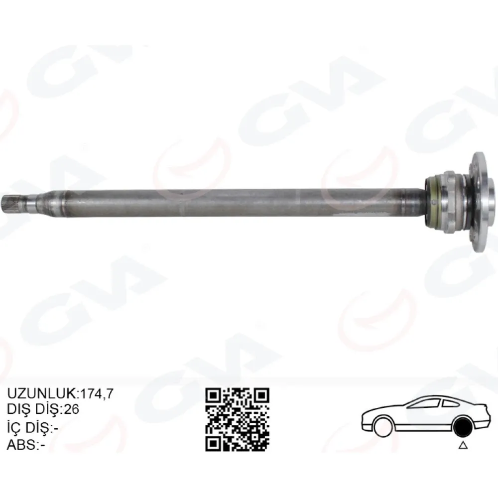 Aks Mili Arka Sol Ince Kisa 840Mm Mercedes Sprinter B906 . Vw Crafter 30-35-50 Z:26-29 Poryali