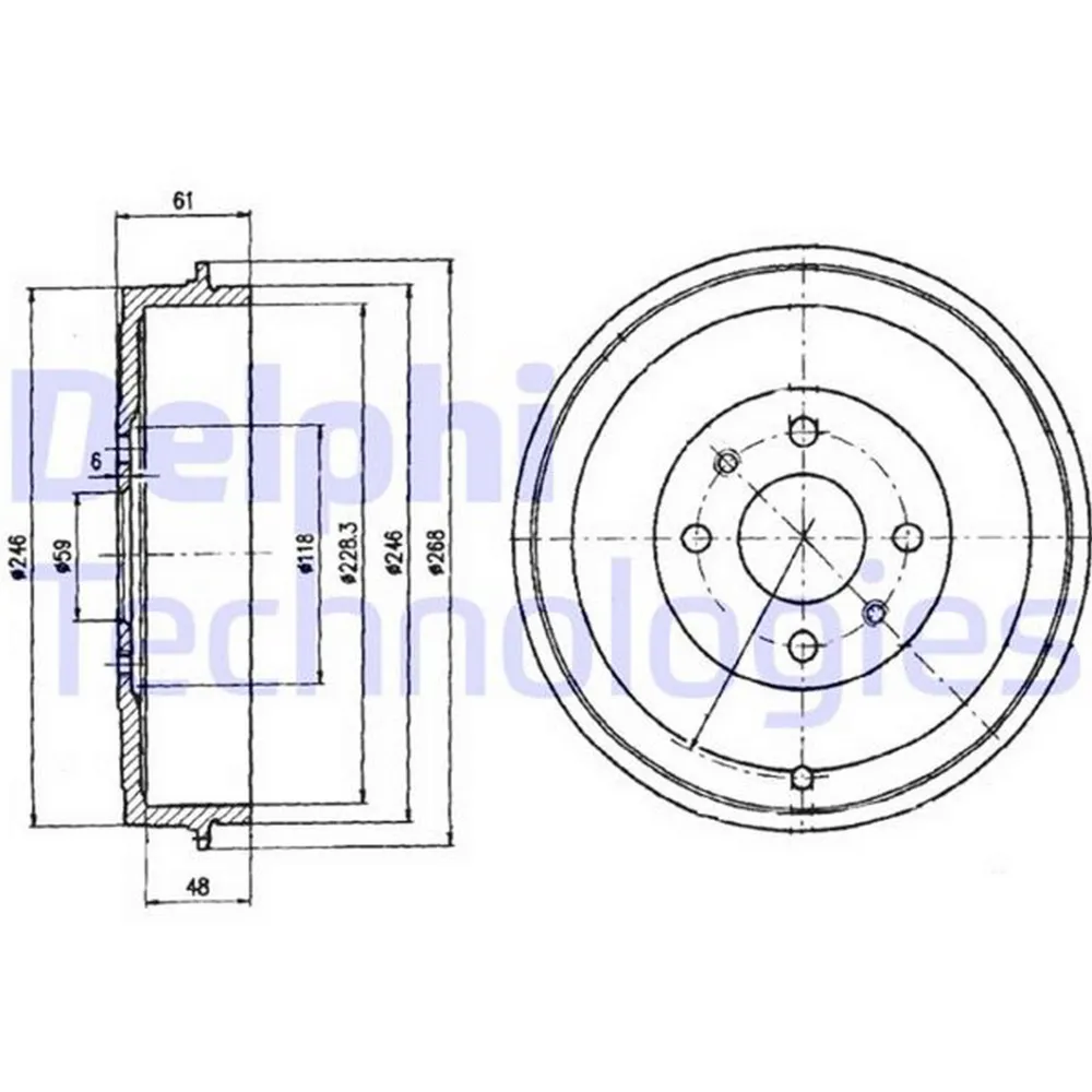 ARKA FREN KAMPANASI FIAT ALBEA 00 DOBLO 01 FIORINO 09 LINEA 09 MAREA 00 TEMPRA 92 96 TIPO 90 95 UNO 98 06 PEUGEOT BIPPER 08 CITROEN NEMO 08 228.2 mm 4 Delik