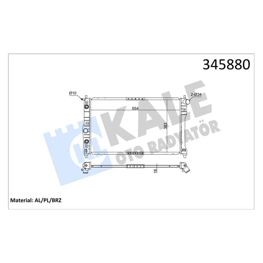 Radyatör Chevrolet-Daewoo Nubira 00 Ac /- Otom. 655X378X16 Al/pl/brz