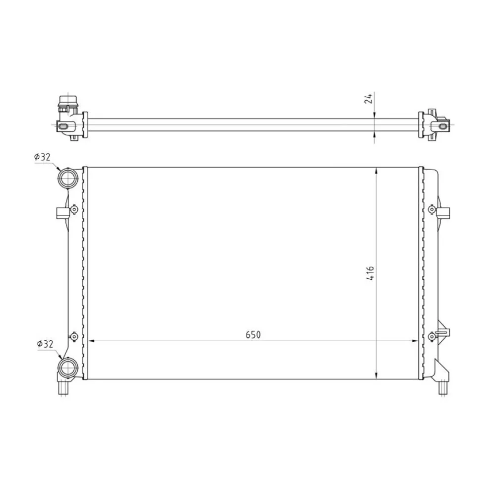 Radyatör Golf V-Caddy Iii-Jetta Iii-Passat-Touran-A3-Leon-Octavia Ac Klimasiz Mek Otom 650X416X24