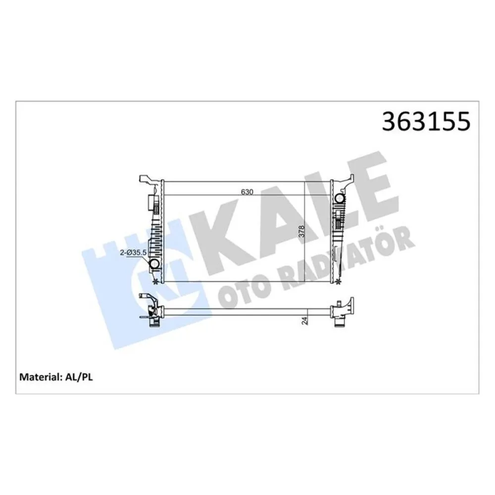 Brazing Versiyonu Kl346205 Dacia Duster 1.5Dci K9K 892-894-896-898 4X4 110Hp 10 Ac Mt Mekan İk 630X378X24 Su Radyatörü