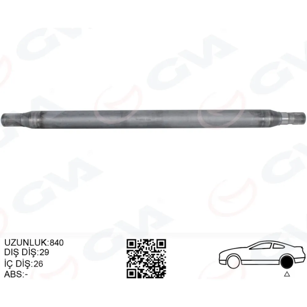 Aks Mili Arka Sol Ince Kisa 840Mm Mercedes Sprinter B906 . Vw Crafter 30-35-50 Z:26-29