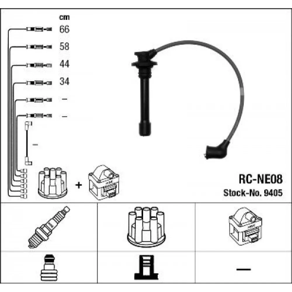 BUJİ KABLOSU NISSAN PRIMERA BUJİ KABLOSU 9405 1.6L GA16 P11 96-01 RC-NE08