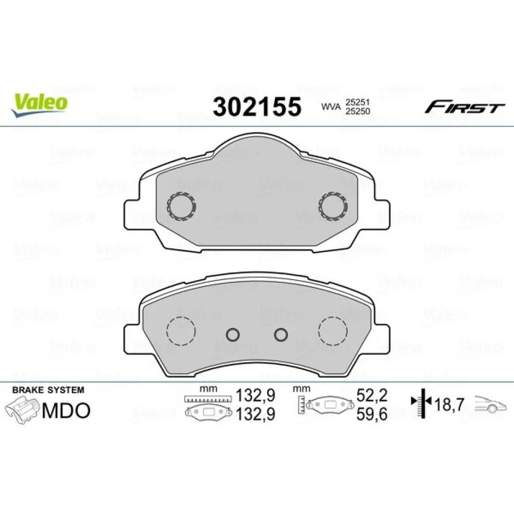 Ön Fren Balatasi Peugeot P301 12 P308 13 Citroen C-Elysee 12 C4 14 266Mm