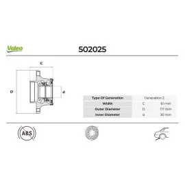 Arka Teker Poryasi Rulmanli Tempra-Doblo-Palio-Albea-Marea Abs Siz 4 Bijon 30X117X61.7