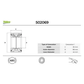 Ön Teker Rulmani Trafic Ii-Megane Ii-Vivaro-Espace Iv-Primastar Abs Li 45X88X39