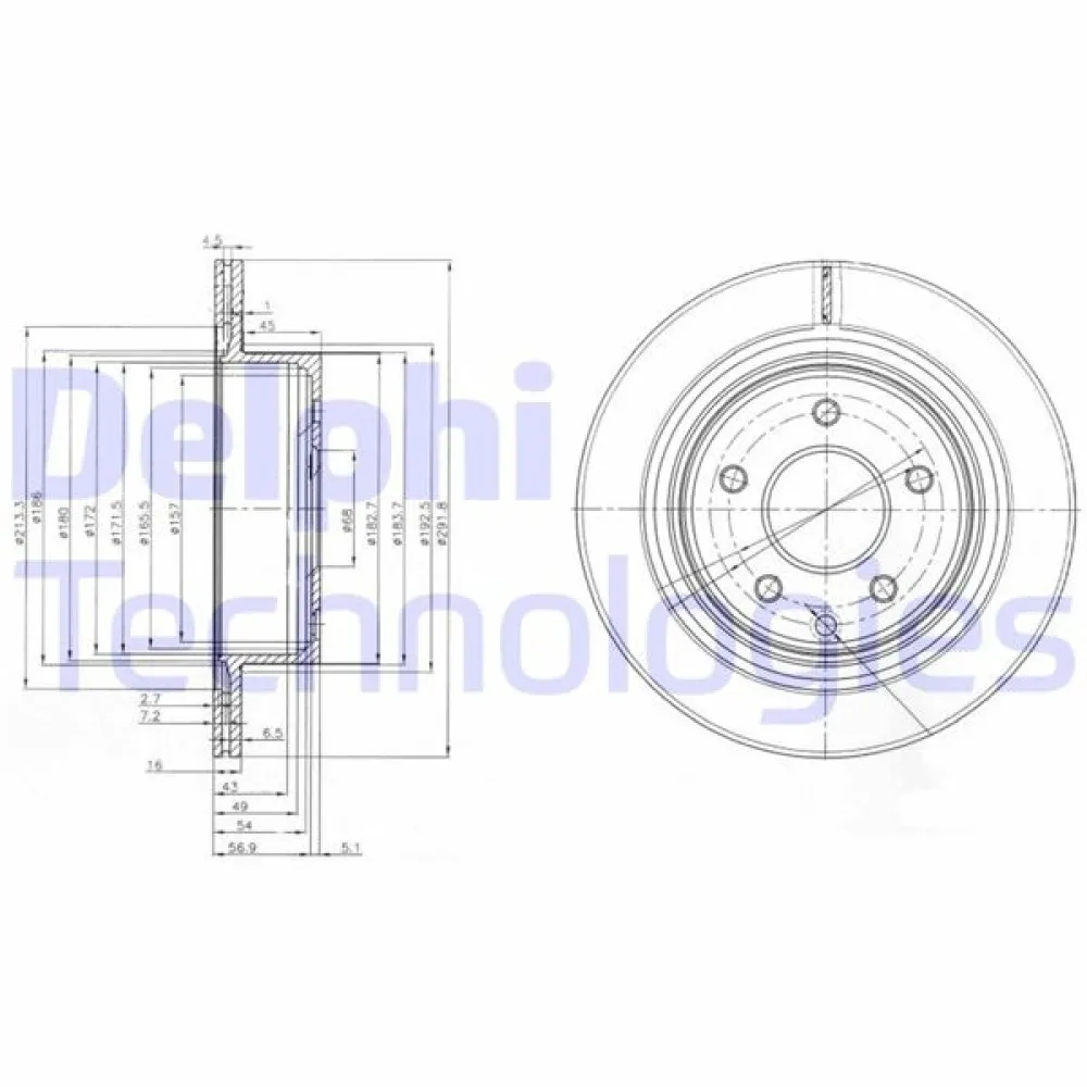 Arka Fren Aynasi X-Trail 01 X-Trail Ii 07 13 Qashqai 07 13 Juke F15 14 19 Koleos 08 Koleos Ii 16 292X16X5Delik