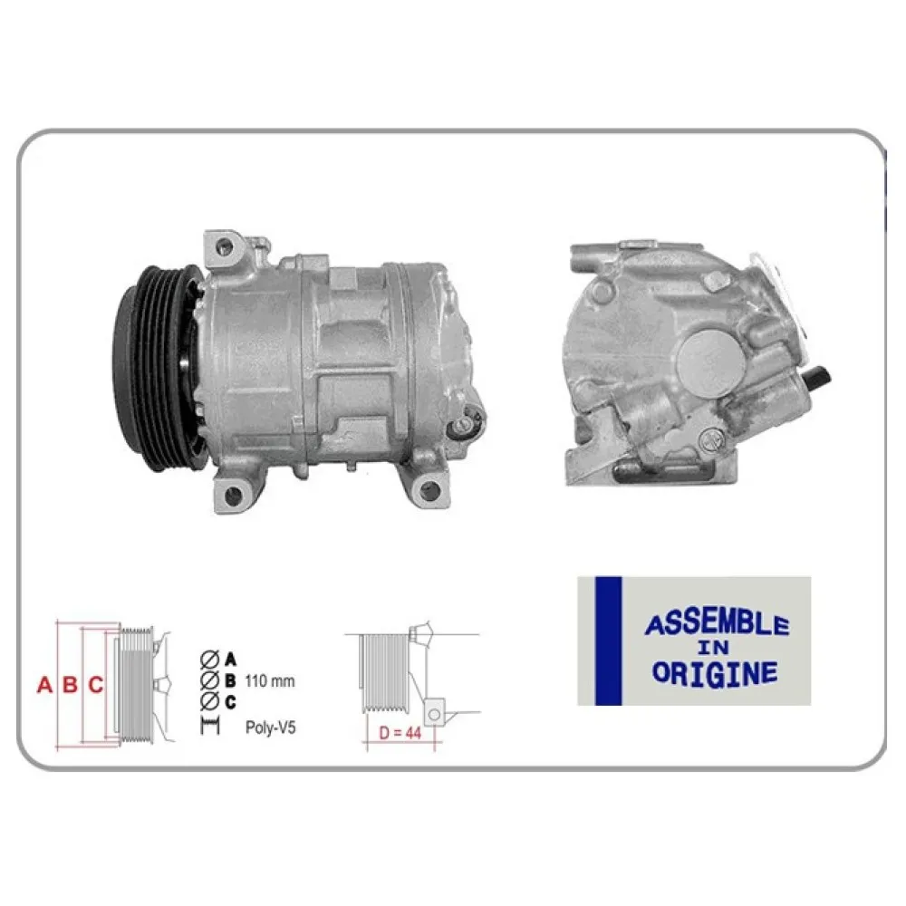 Klima Kompresörü Sifir Ürün Fiat Doblo 10 Fiorino 08 Grande Punto 05 15 Linea 07 Punto Evo 09 1 4 Alfa Mito 09 18 Opel Combo 12 1.2 / 1.4 12V 5 Kanal 110Mm